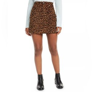 Vanilla Star corduroy cheetah print mini skirt